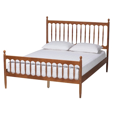 Baxton Studio Deance Retro-Modern Walnut Brown Finished Wood Queen Size Platform Bed 245-13441-ZORO